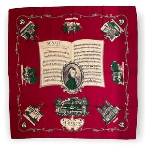 Vintage Rare Mozart Sonate Wolfgang Amadeus Silk Scarf Australian Castles Music